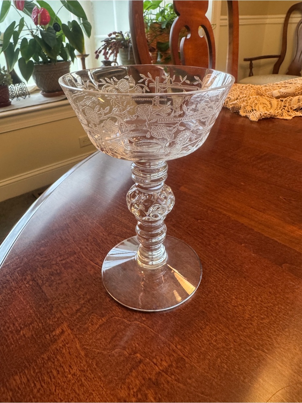 Heisey Olympiad Tall Saucer Champagne Goblet Clear Crystal Elegant Glass